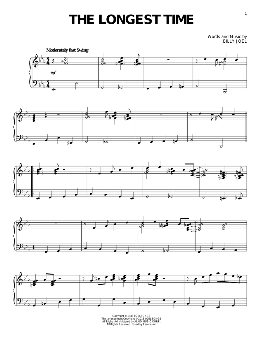 The Longest Time [Jazz version] A Cappella scores gallery preview page 1
