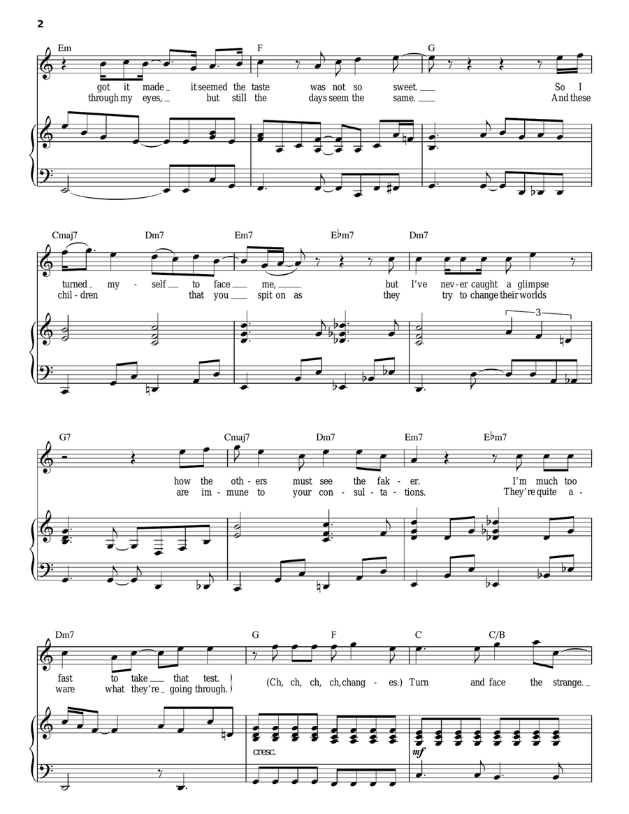 Changes Piano, Vocal scores gallery preview page 2
