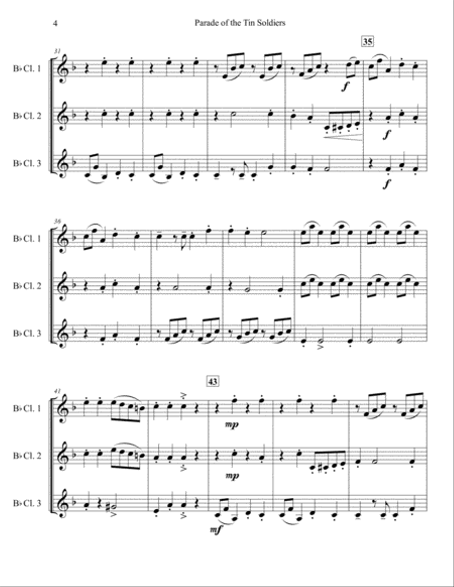 Parade of the Tin Soldiers for Three Clarinets Woodwind Trio scores gallery preview page 4