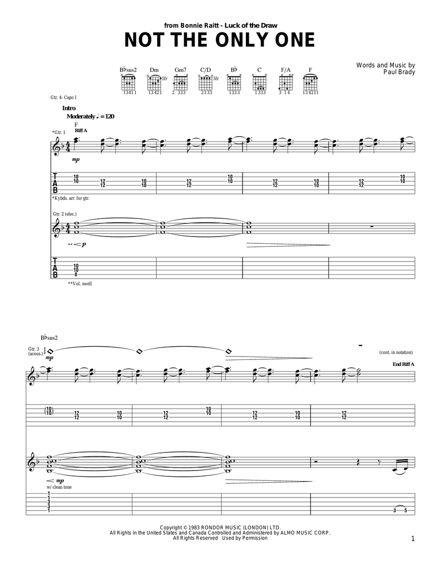 Not The Only One Electric Guitar scores gallery preview page 1
