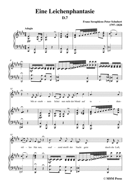 Schubert-Eine Leichenphantasie,D.7,in c sharp minor,for Voice&Piano image number null