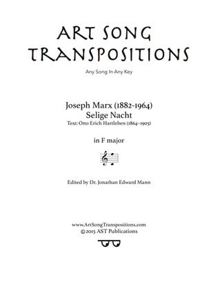 MARX: Selige Nacht (transposed to F major)