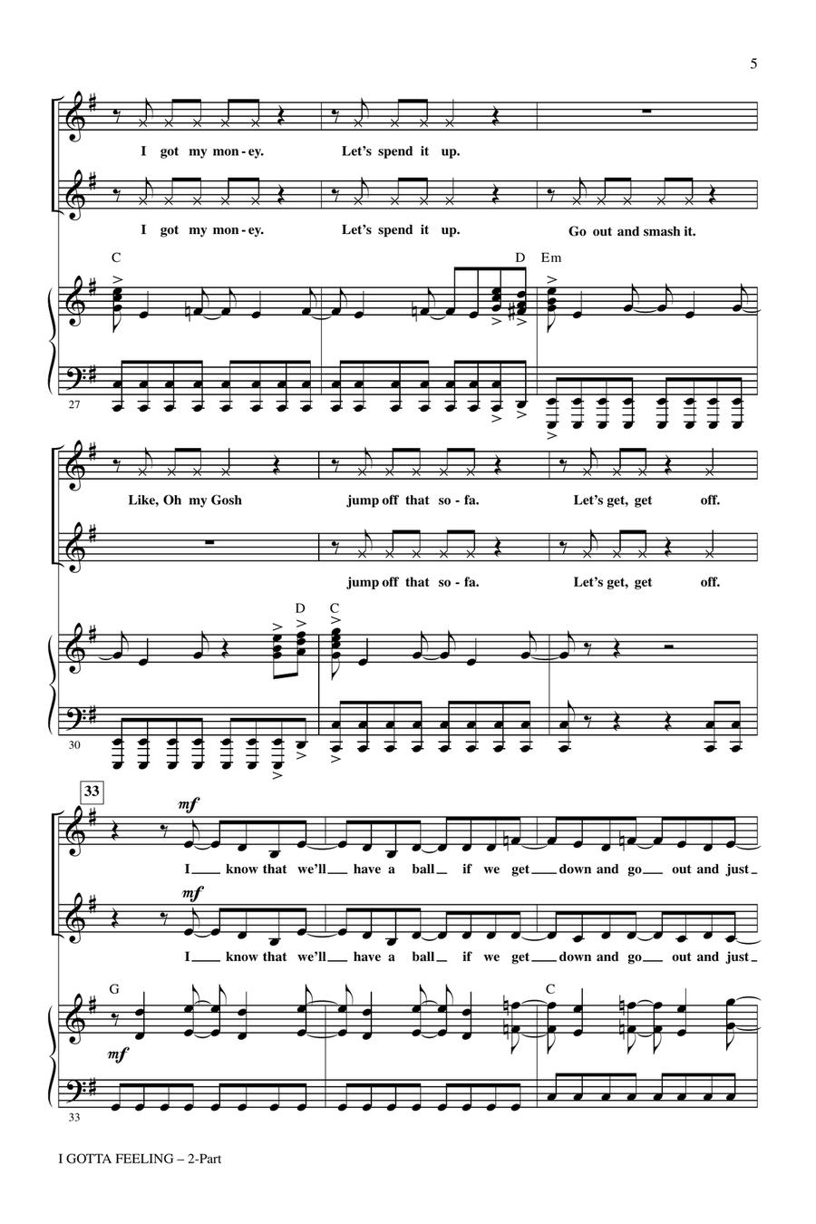 I Gotta Feeling (arr. Mark Brymer) 2-Part scores gallery preview page 4