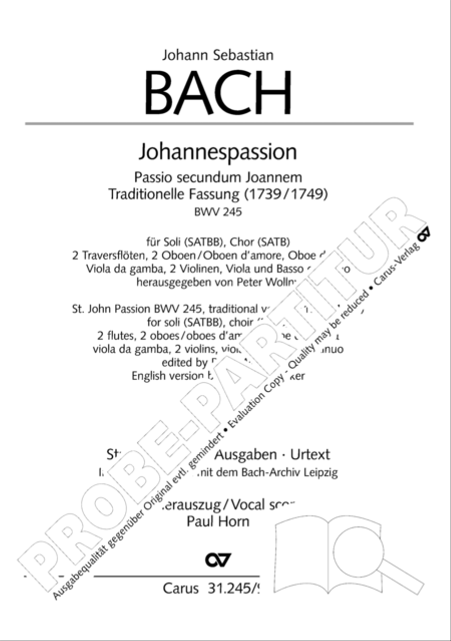 St. John Passion (Johannes-Passion) 4-Part scores gallery preview page 2