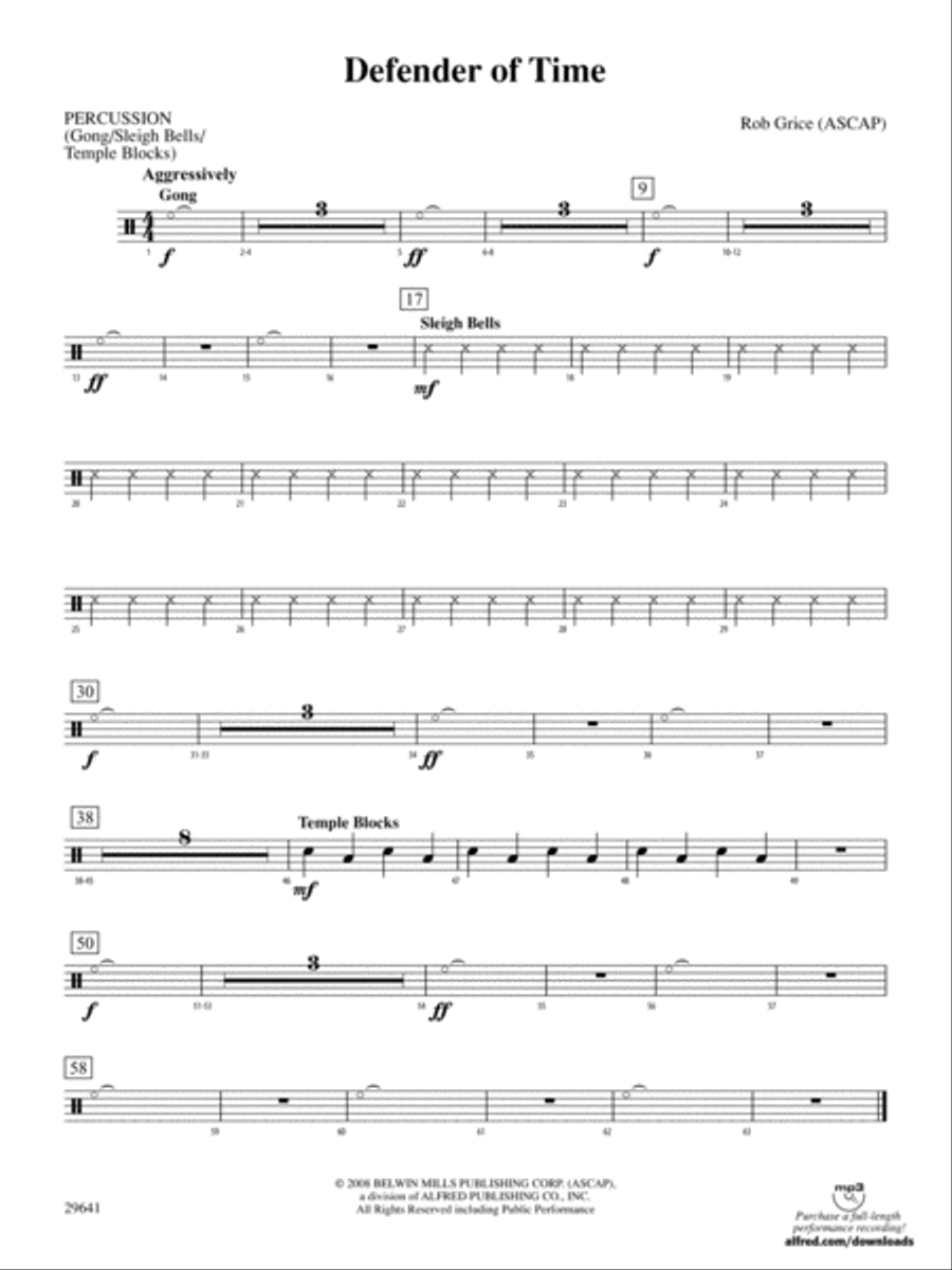 Defender of Time: 1st Percussion String Orchestra scores gallery preview page 1