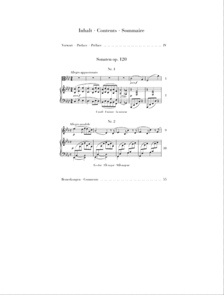 Clarinet Sonata (or Viola) Op. 120 Nos. 1-2 Piano Accompaniment scores gallery preview page 2