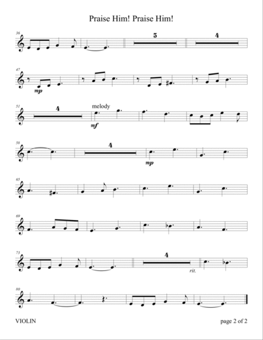 Praise Him! Praise Him! (for Flute and/or Violin Duet with Piano Accompaniment) image number null