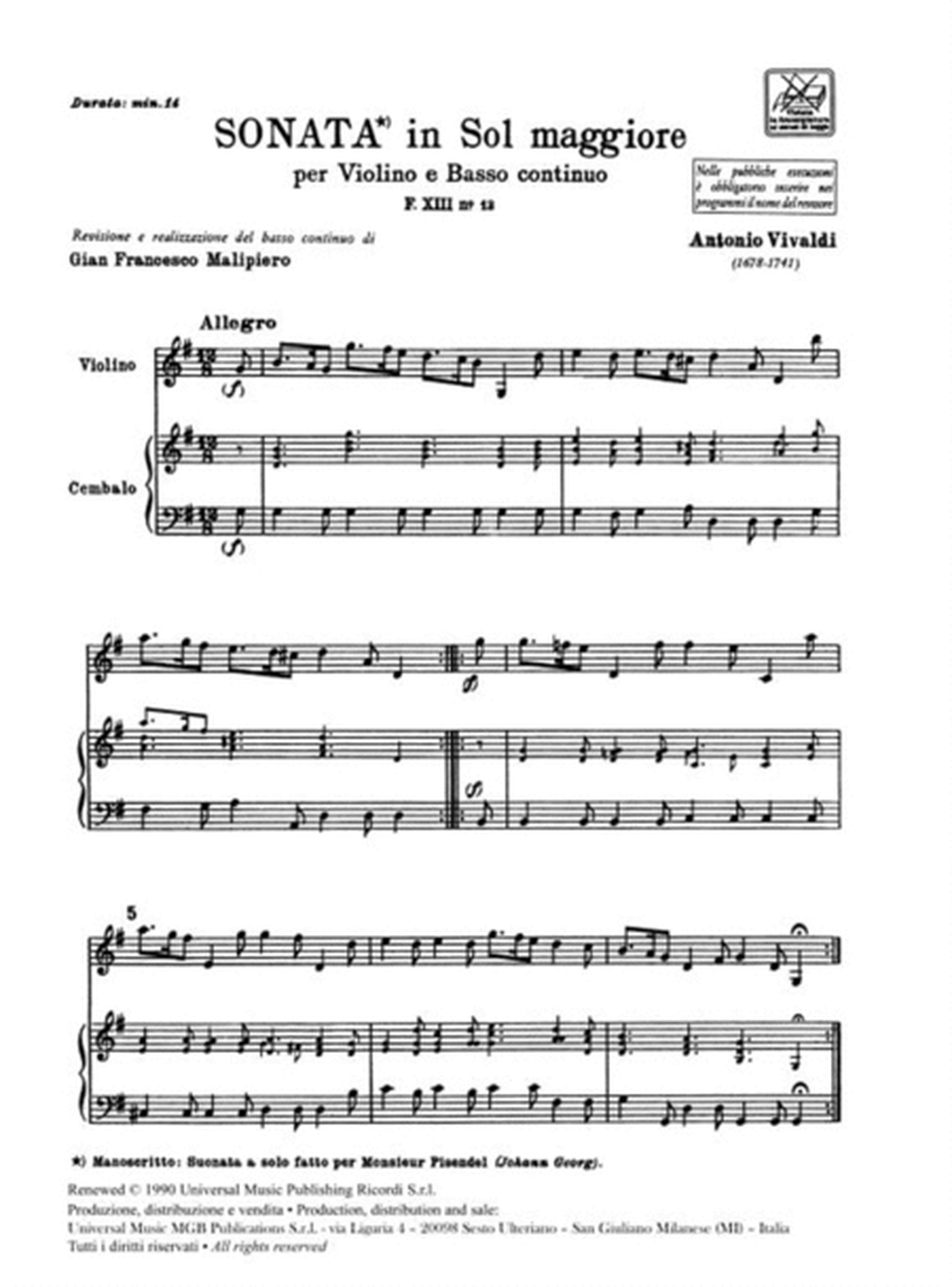 Sonata in Sol Rv 25 Per Violino e BC