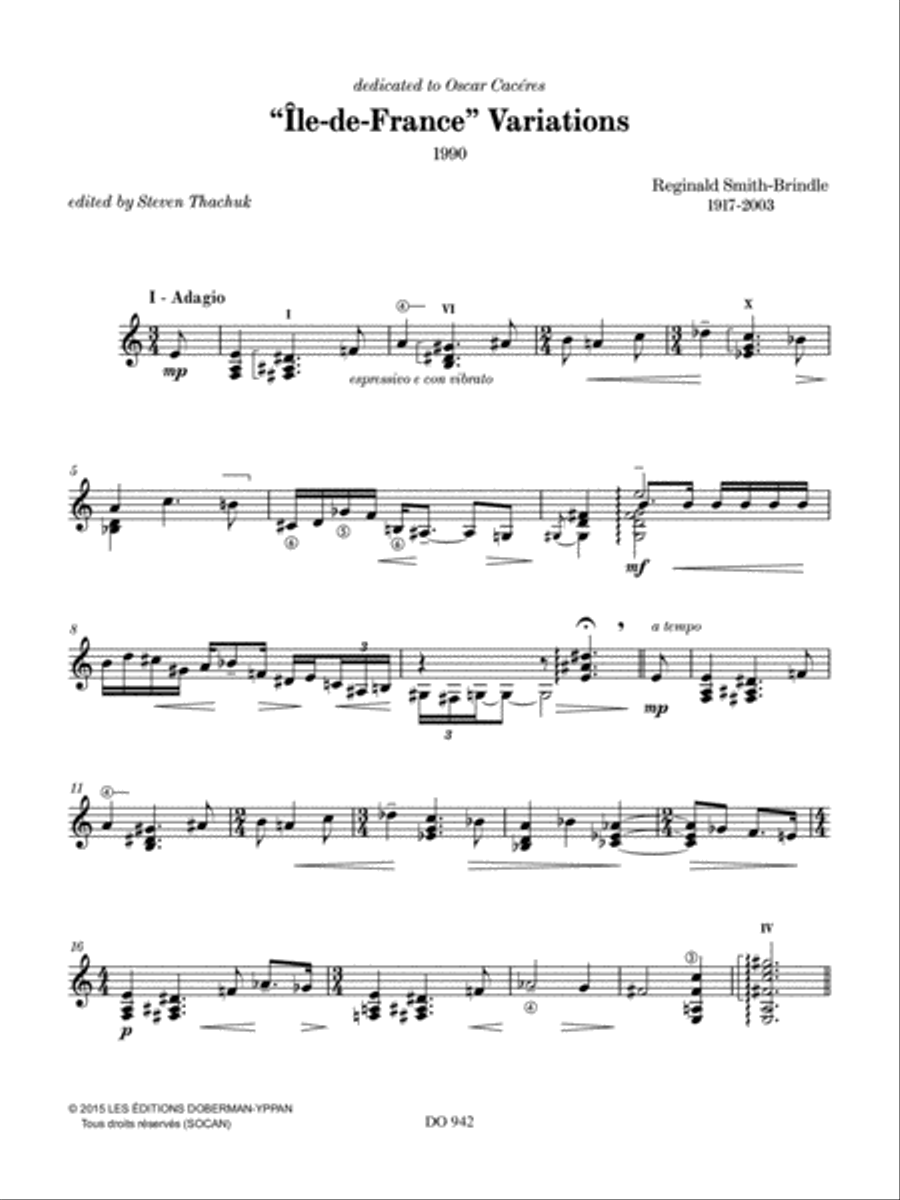 Île-de-France Variations Classical Guitar scores gallery preview page 3
