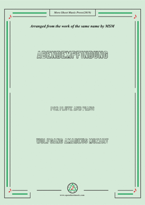 Book cover for Mozart-Abendempfindung,for Flute and Piano