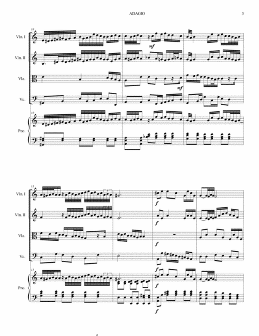 ADAGIO PER OBOE E ARCHI - A. Marcello - Arr. for String Quartet and Piano/Organ image number null
