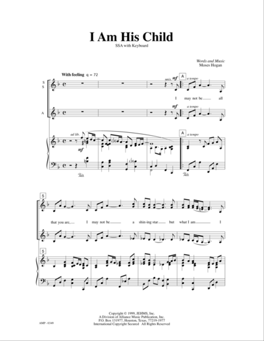 I Am His Child I Am His Child SSA scores gallery preview page 4