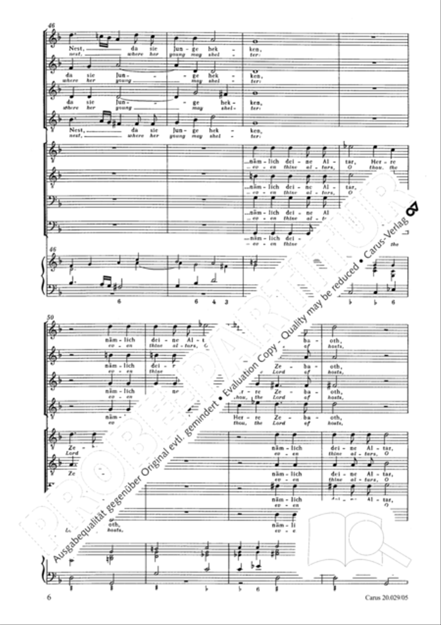 How beautiful is thy dwelling place (Wie lieblich sind deine Wohnungen) Men's Choir scores gallery preview page 9
