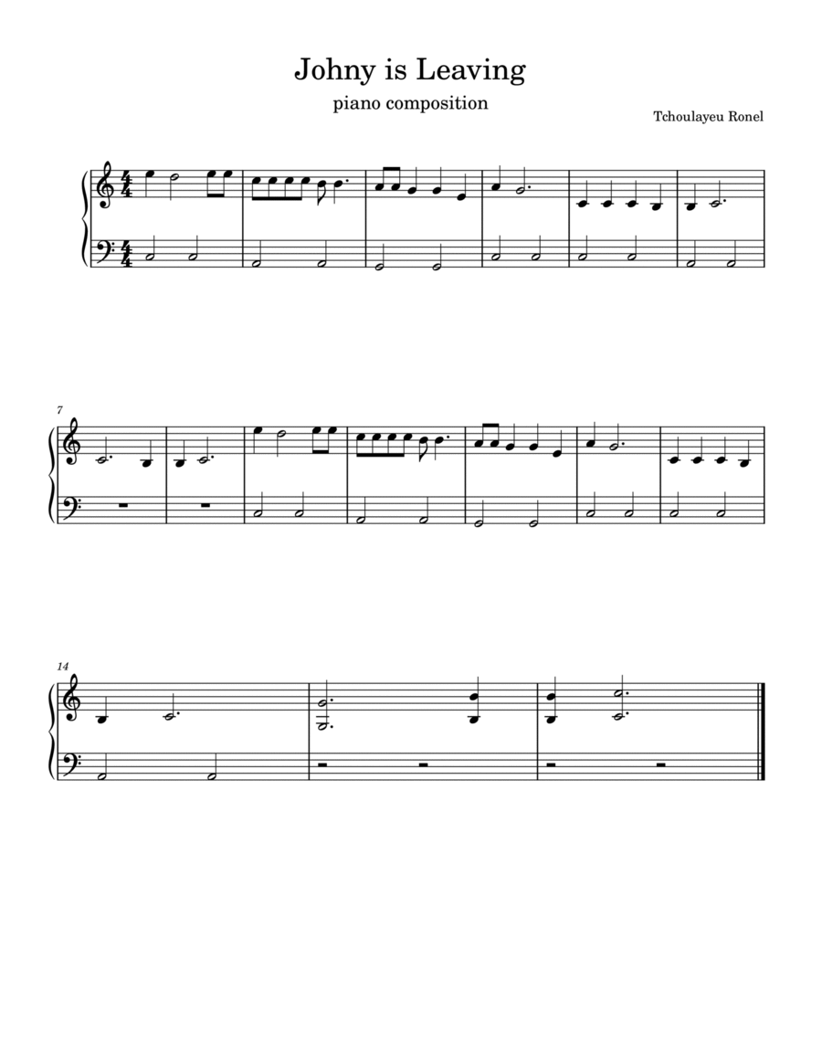 Johny is Leaving Johny is Leaving Easy Piano scores gallery preview page 1