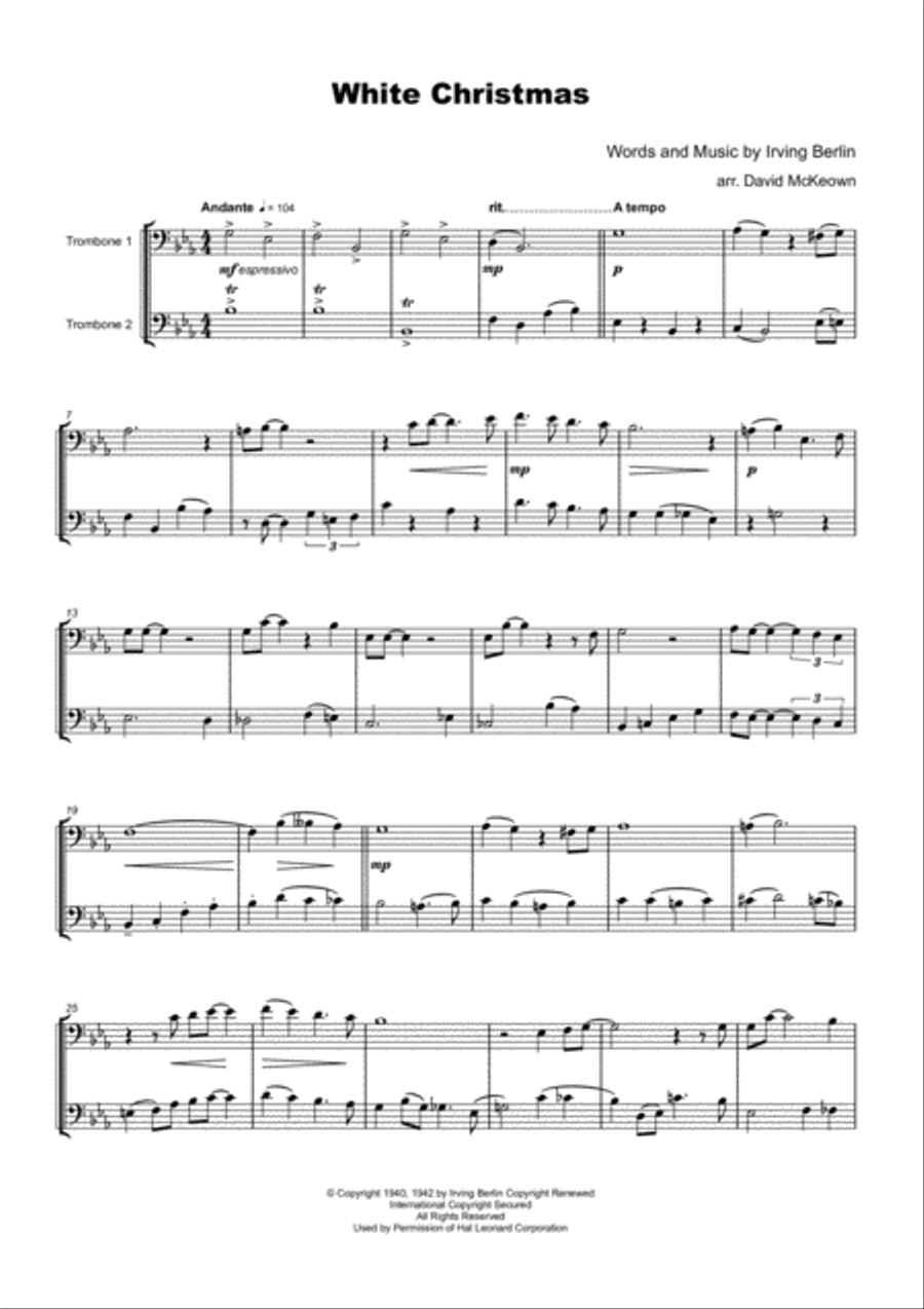 White Christmas Trombone Duet scores gallery preview page 2