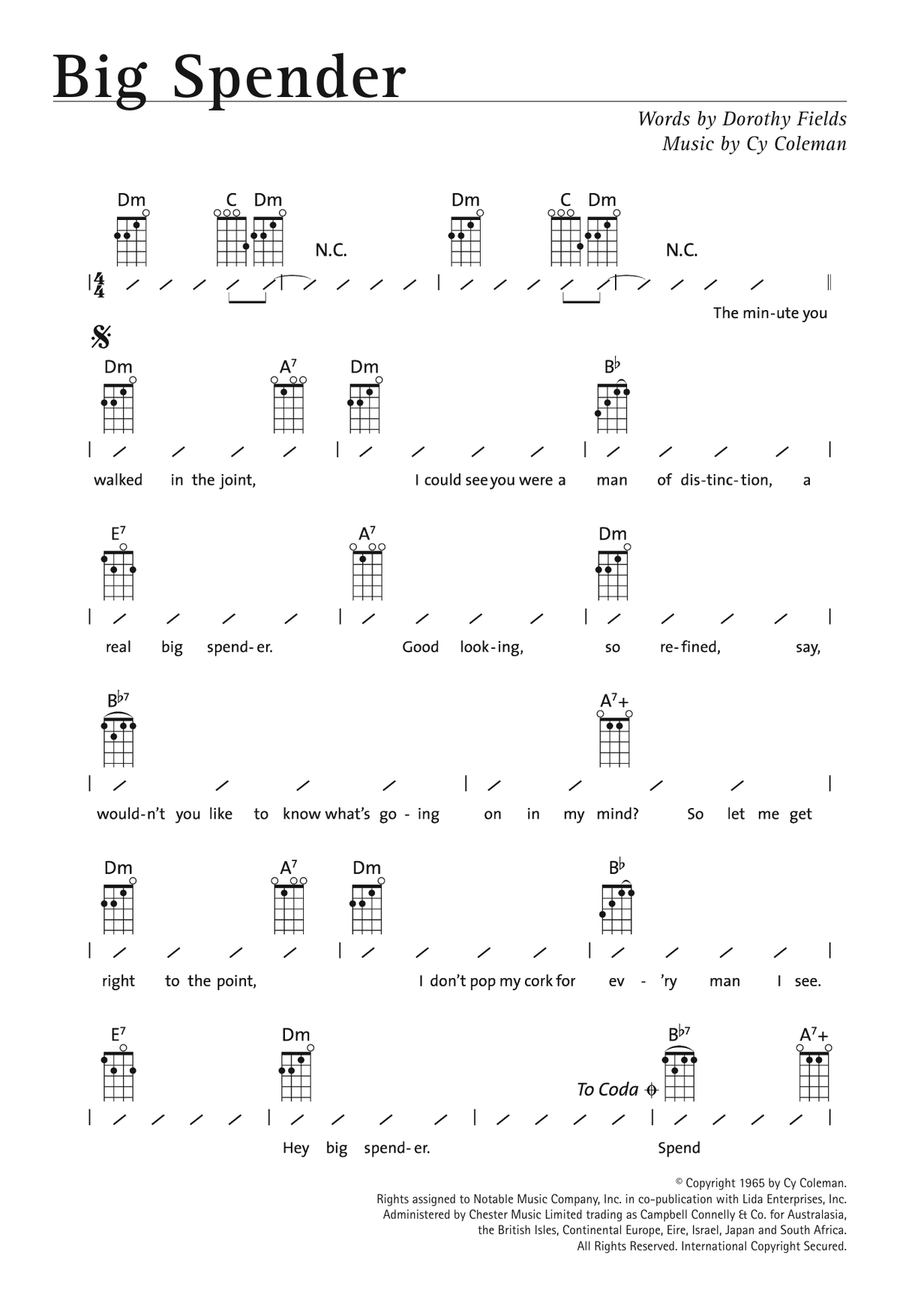 Big Spender (from Sweet Charity) Ukulele scores gallery preview page 1