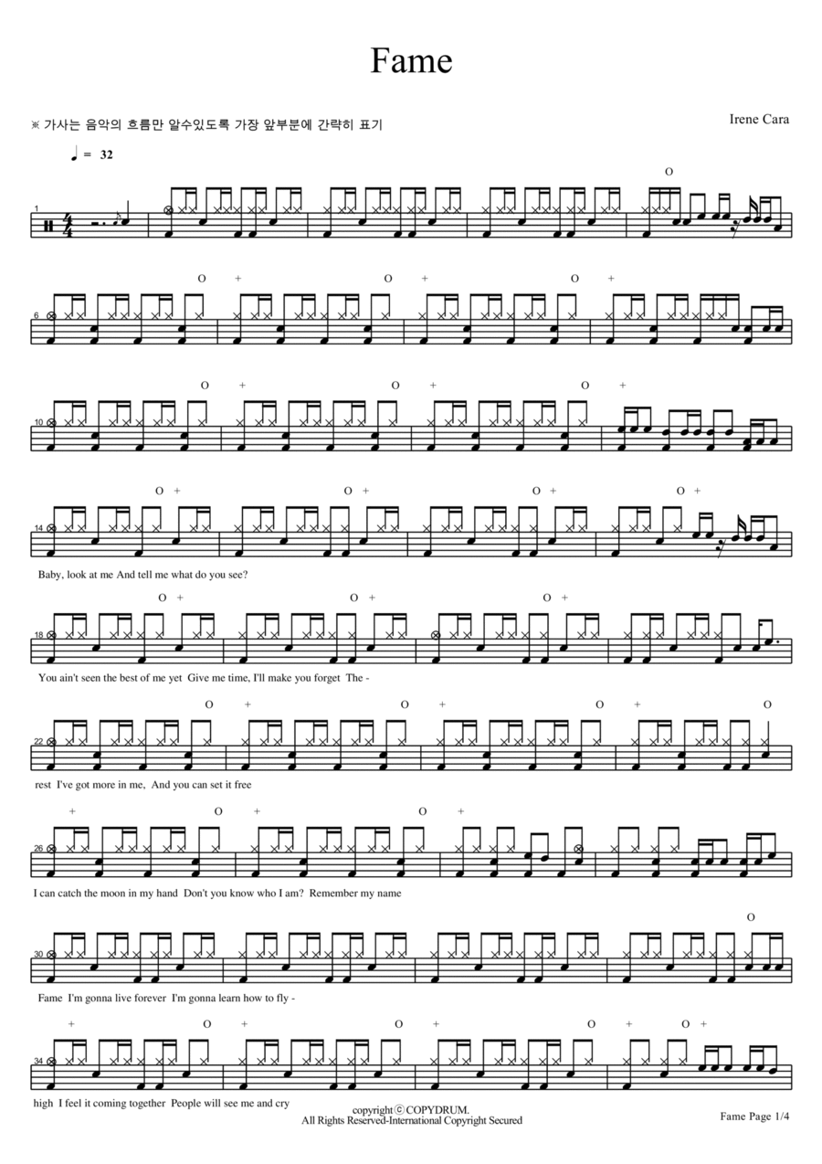 Fame Drum Set scores gallery preview page 1