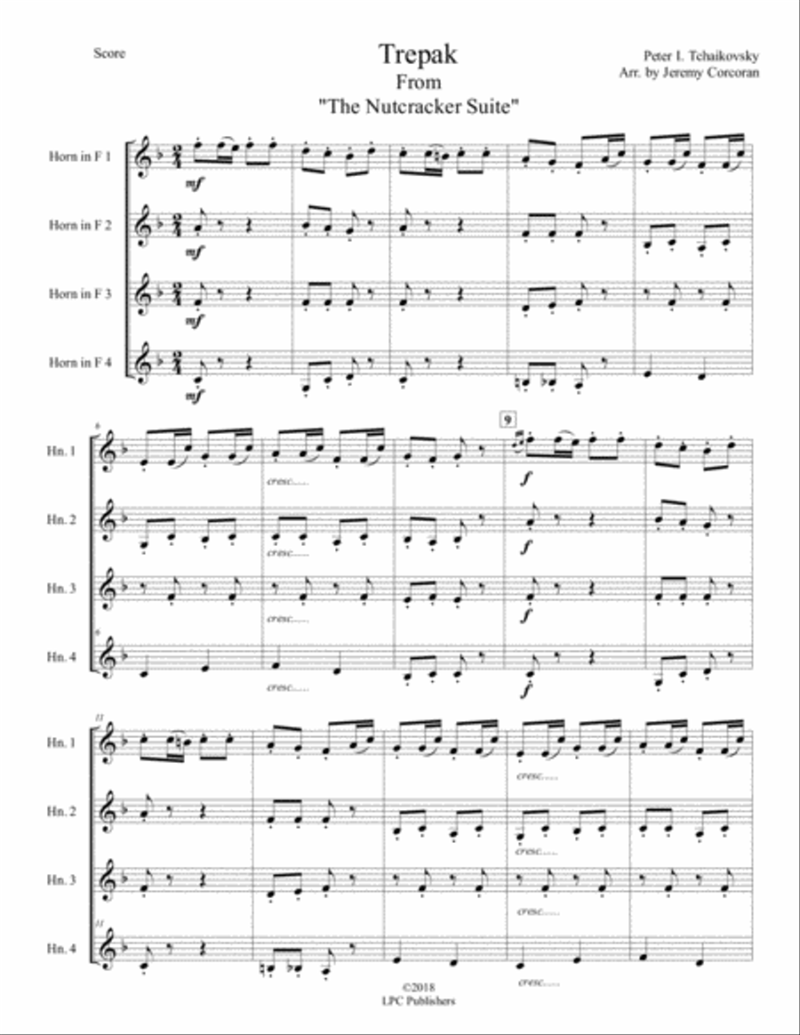 Trepak from The Nutcracker Suite for French Horn Quartet French Horn Quartet scores gallery preview page 2