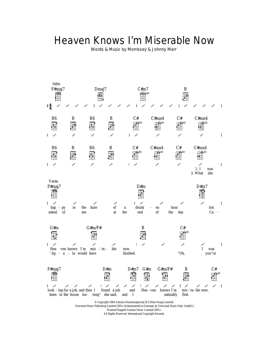 Heaven Knows I'm Miserable Now Ukulele scores gallery preview page 1