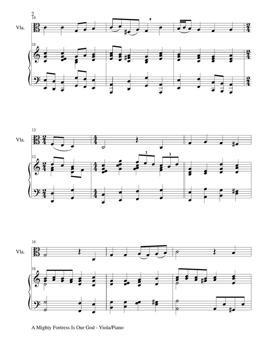 A MIGHTY FORTRESS IS OUR GOD (Duet – Viola and Piano/Score and Parts) Piano scores gallery preview page 2