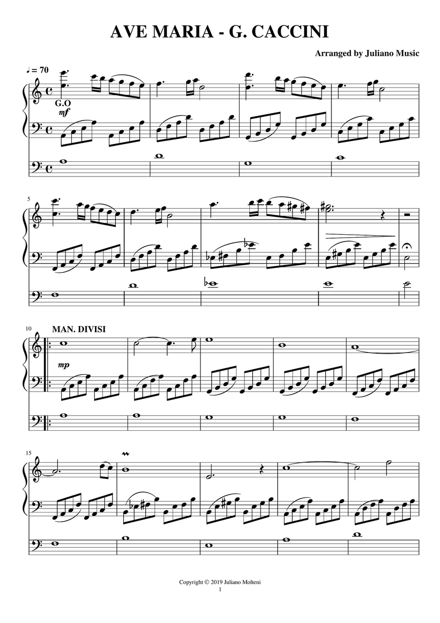 AVE MARIA (EASY ORGAN) - G. CACCINI Organ Solo scores gallery preview page 3