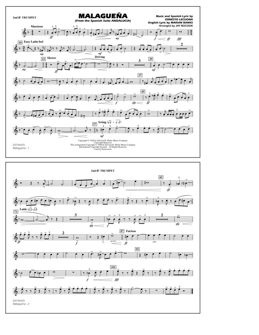 Malagueña (arr. Jay Bocook) - 2nd Bb Trumpet