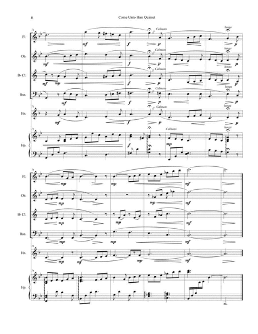 Come Unto Him Come Unto Him Woodwind Quintet scores gallery preview page 6