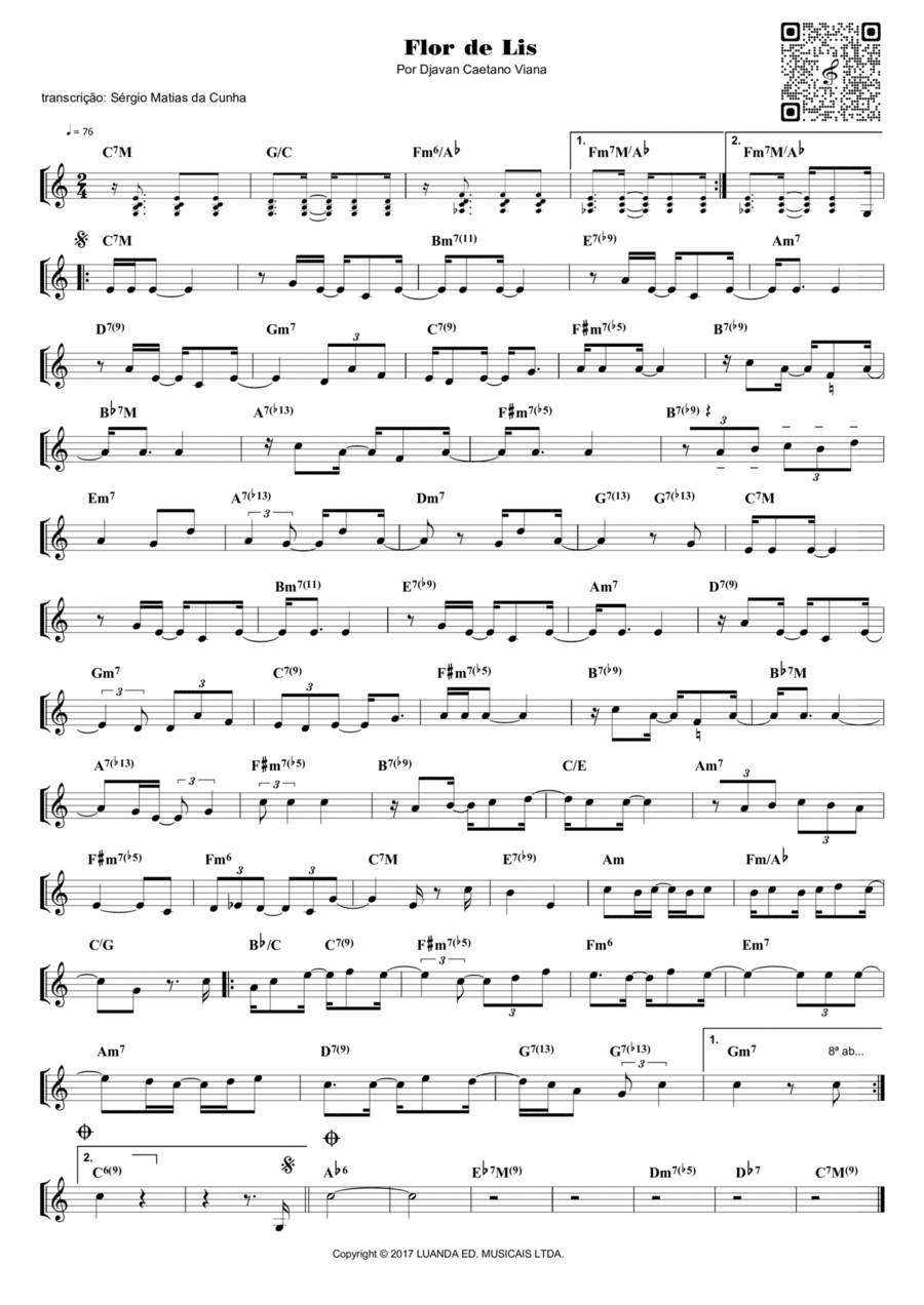 Flor De Lis Piano Solo scores gallery preview page 1