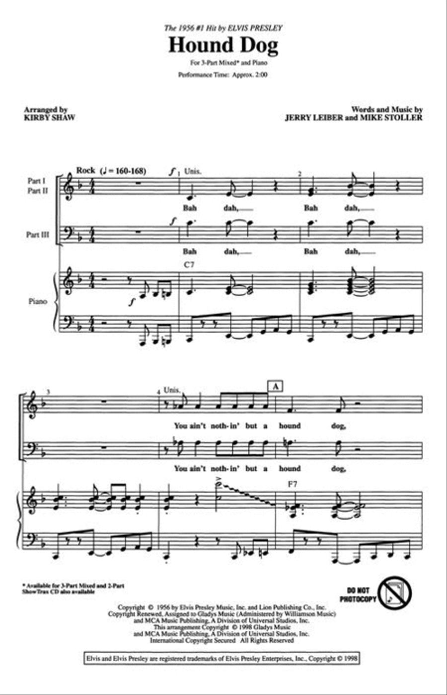 Hound Dog 3-Part scores gallery preview page 3