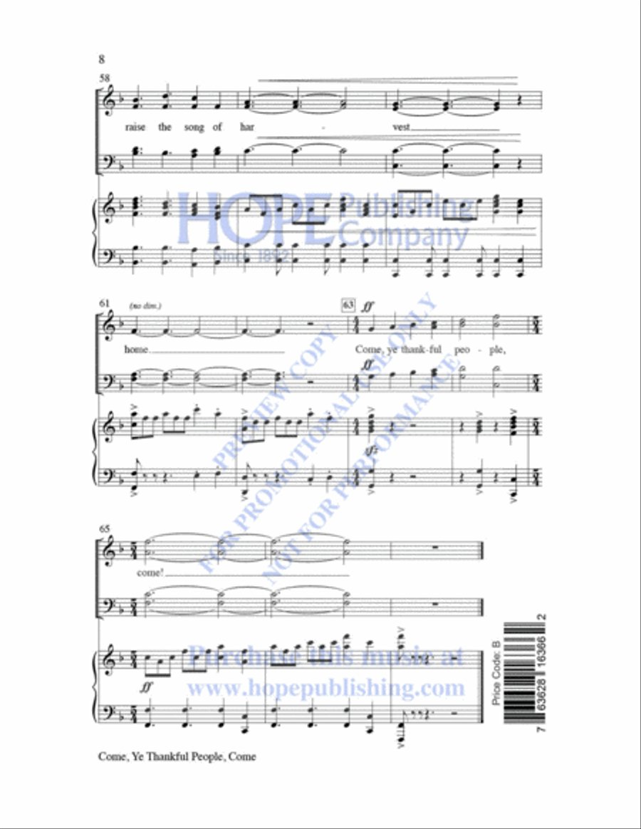 Come, Ye Thankful People, Come 4-Part scores gallery preview page 9