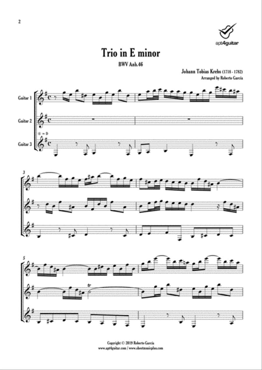 Trio BWV Anh.46 Small Ensemble scores gallery preview page 2