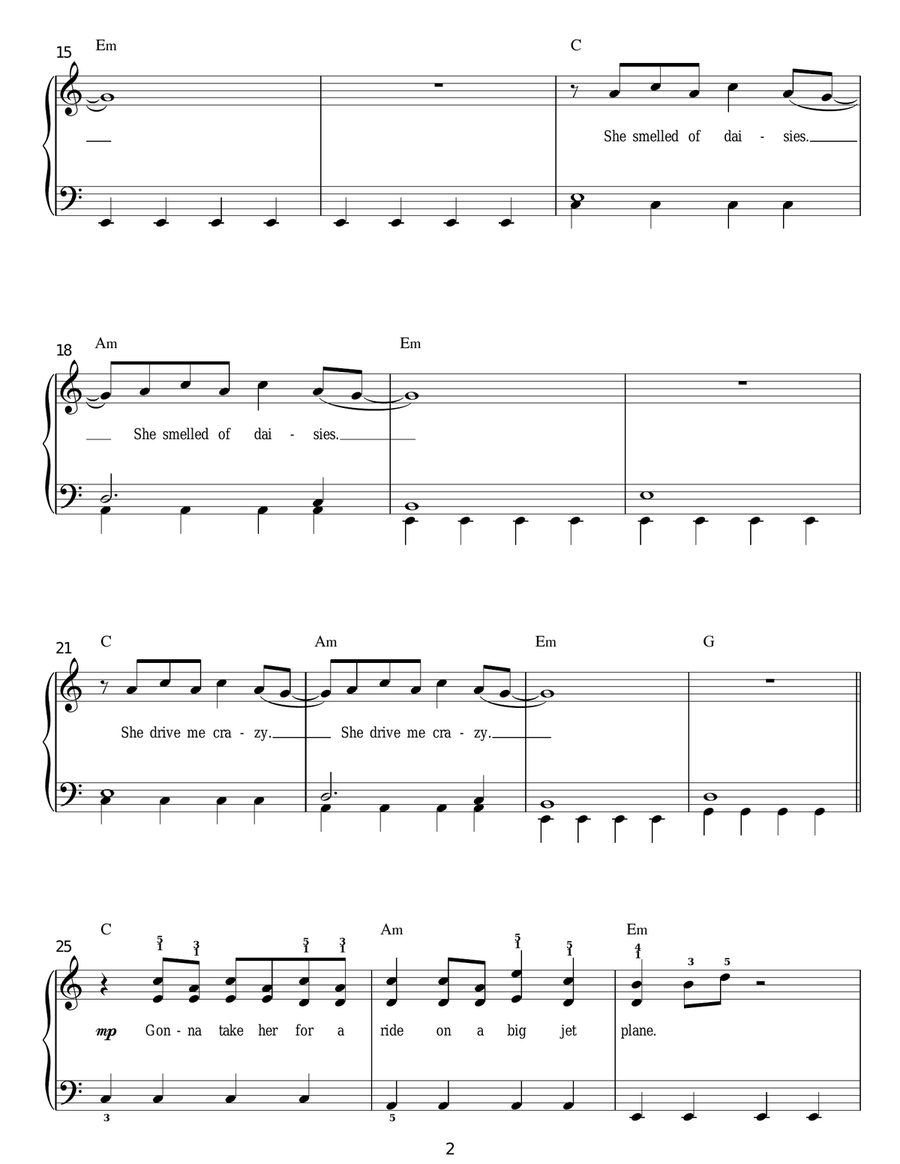 Big Jet Plane Big Jet Plane Easy Piano scores gallery preview page 2