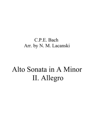Book cover for Sonata in A Minor for Alto and String Quartet II. Allegro