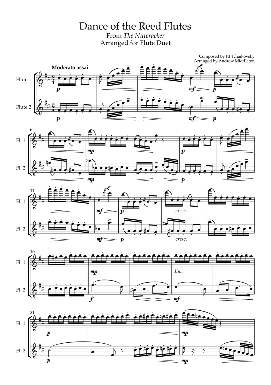 Dance of the Reed Flutes from The Nutcracker arranged for Flute Duet Flute Duet scores gallery preview page 3