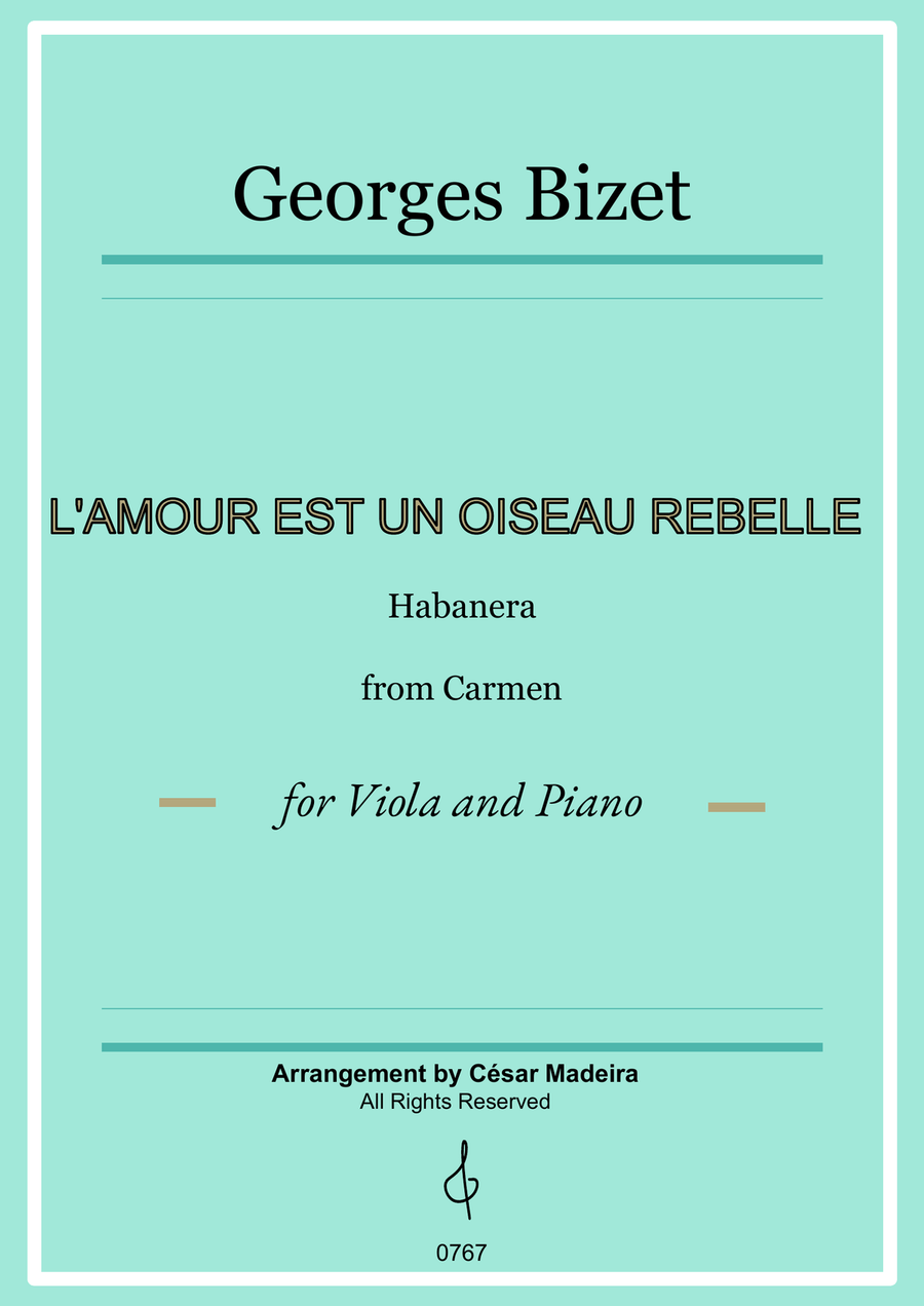 Habanera from Carmen by Bizet - Viola and Piano (Full Score and Parts) Piano scores gallery preview page 1