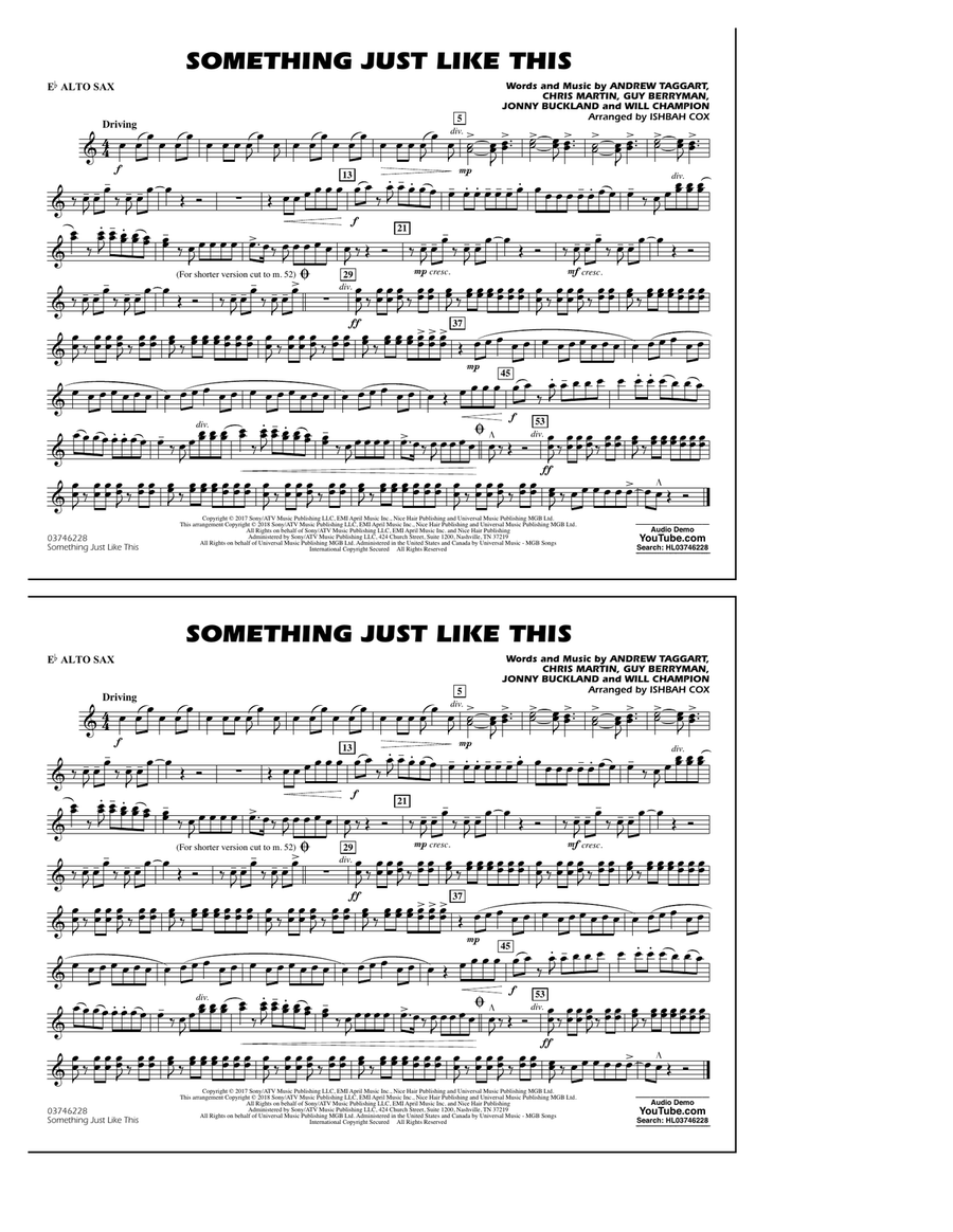 Something Just Like This - Eb Alto Sax Marching Band scores gallery preview page 1