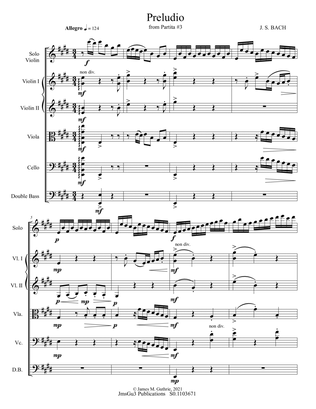 BACH: Preludio from Partita No. 3 BWV 1006.1 for Solo Violin & String Orchestra
