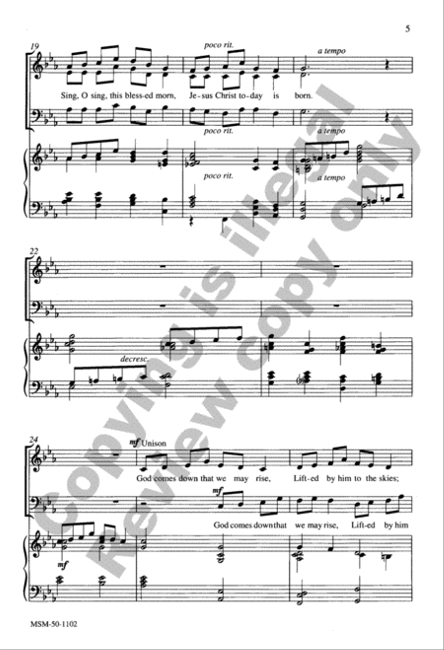 Sing, O Sing, This Blessed Morn 3-Part scores gallery preview page 4