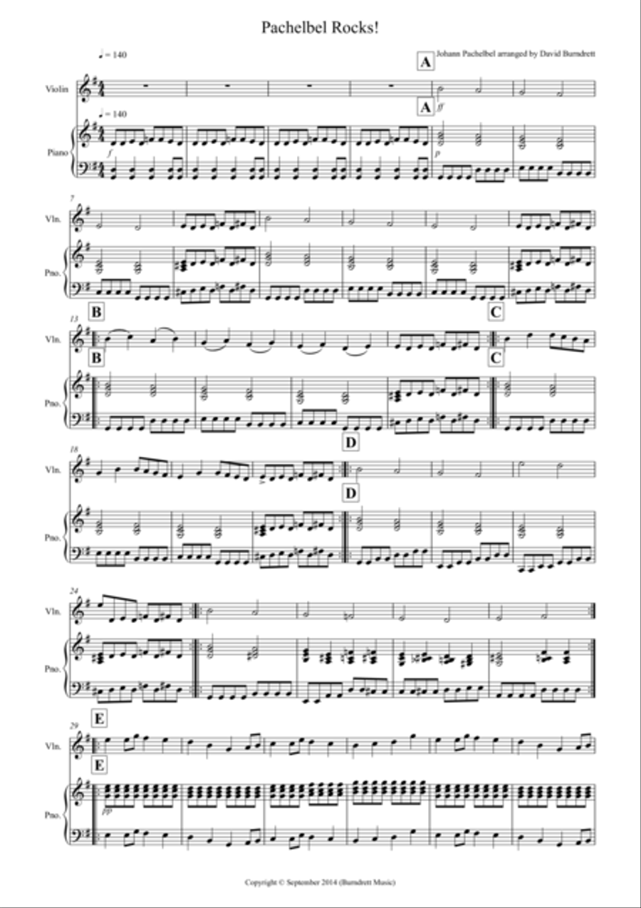 Pachelbel Rocks! for Violin and Piano Violin Solo scores gallery preview page 1