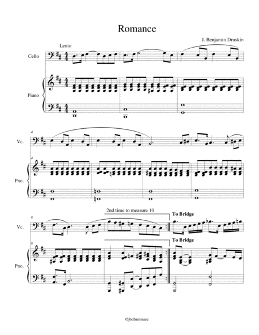 A Romance for Cello and Piano Piano scores gallery preview page 1