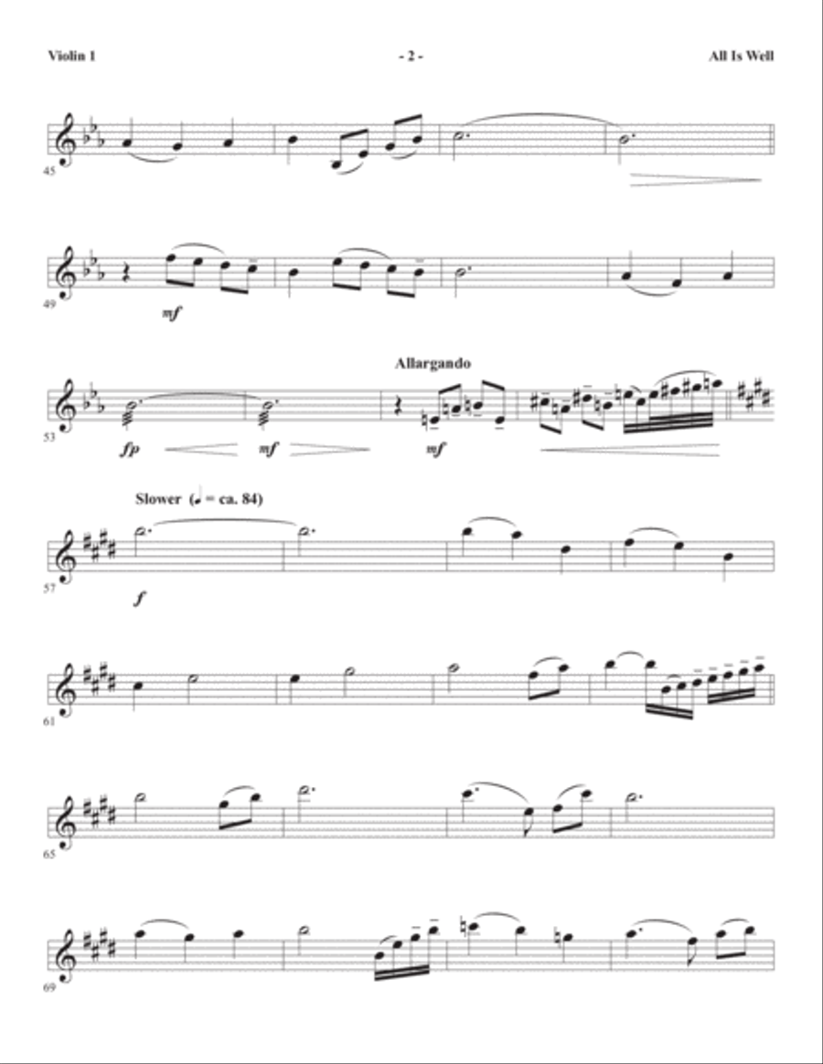 All Is Well (arr. Michael Barrett) - Violin 1 Choir scores gallery preview page 2