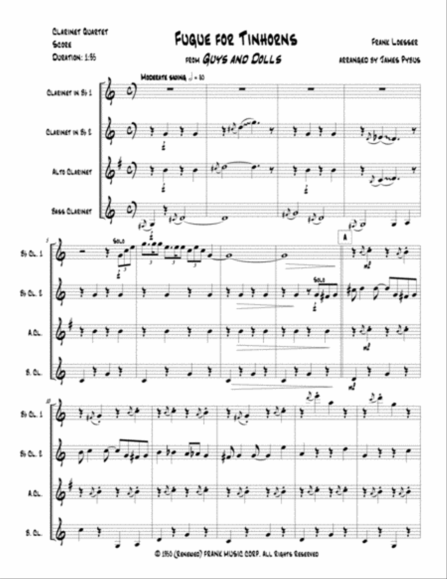 Fugue For Tinhorns Woodwind Quartet scores gallery preview page 3
