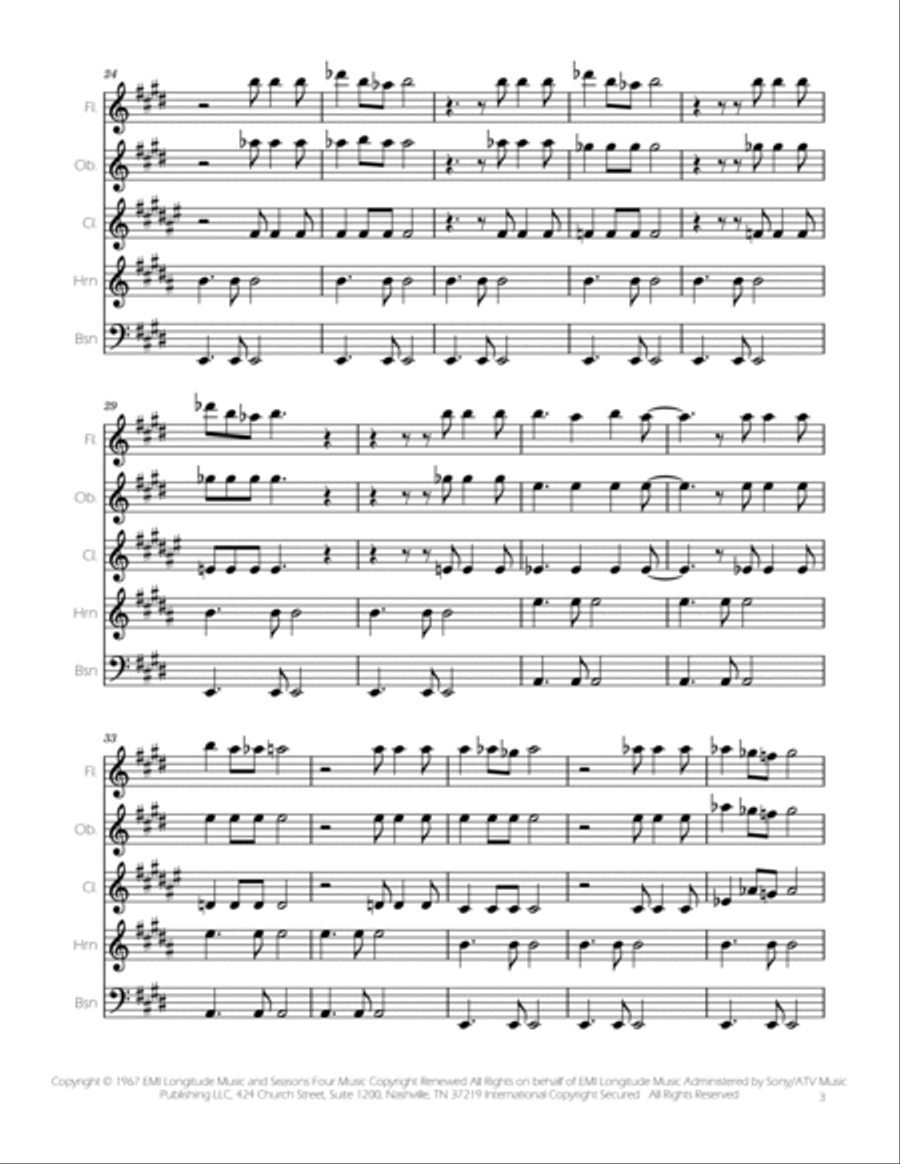 Can't Take My Eyes Off Of You Woodwind Quintet scores gallery preview page 3