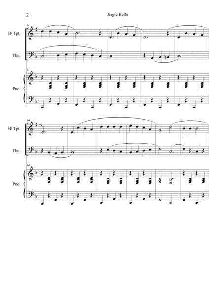 Jingle Bells (trumpet and trombone duet) with optional piano accompaniment image number null