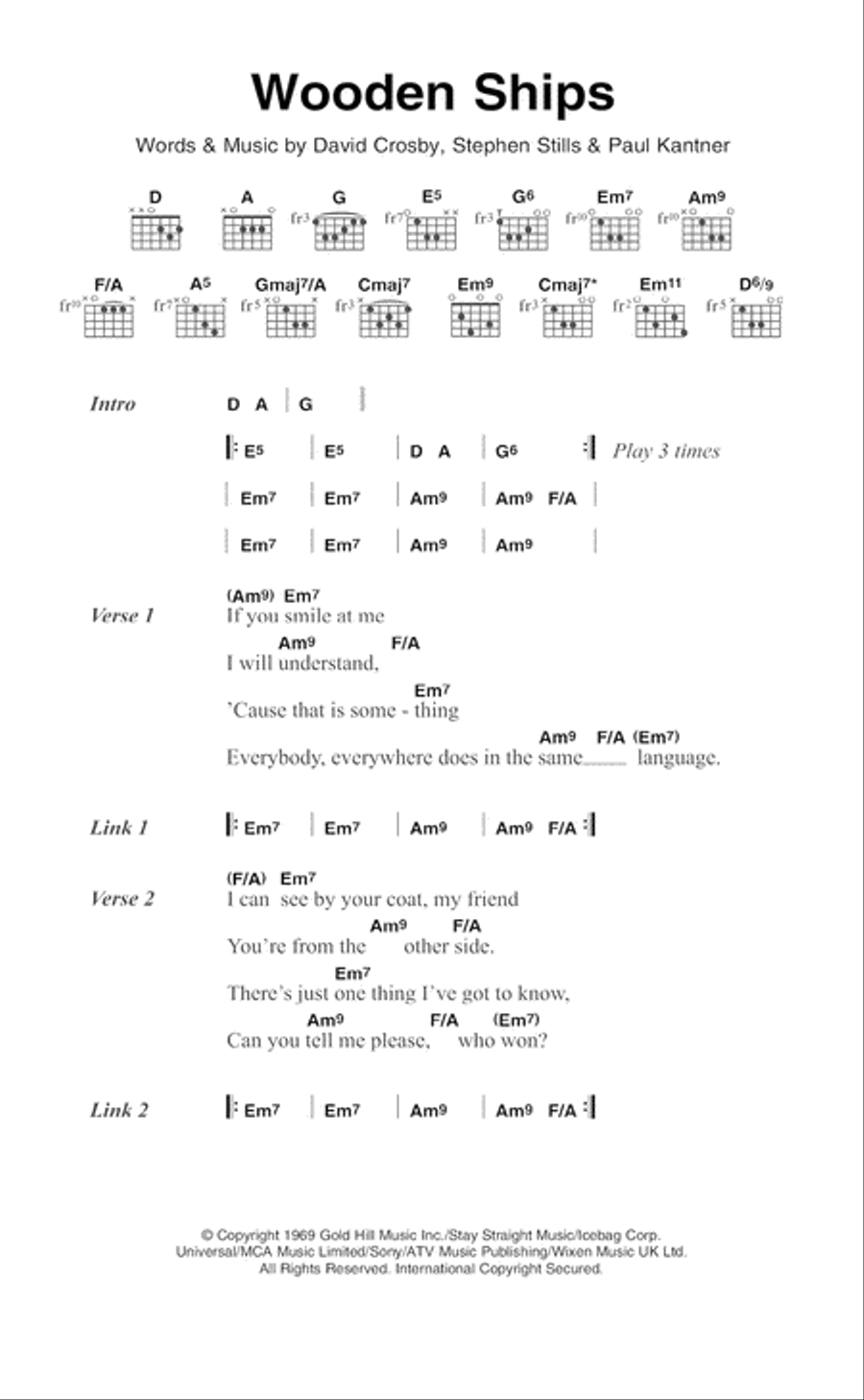 Wooden Ships Guitar scores gallery preview page 1
