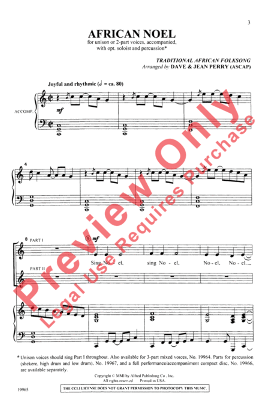 African Noel Unison Choir scores gallery preview page 3