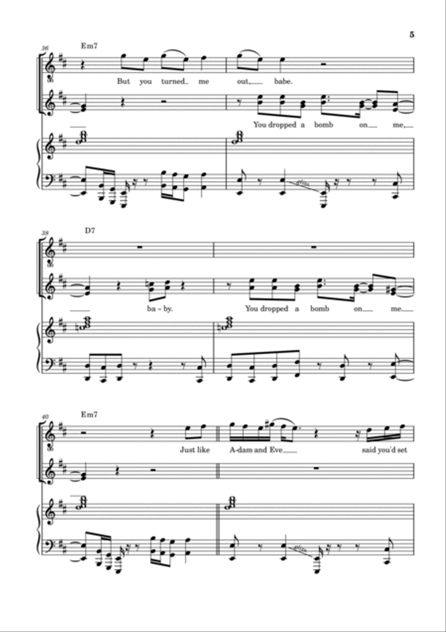 You Dropped A Bomb On Me Piano, Vocal, Guitar scores gallery preview page 6