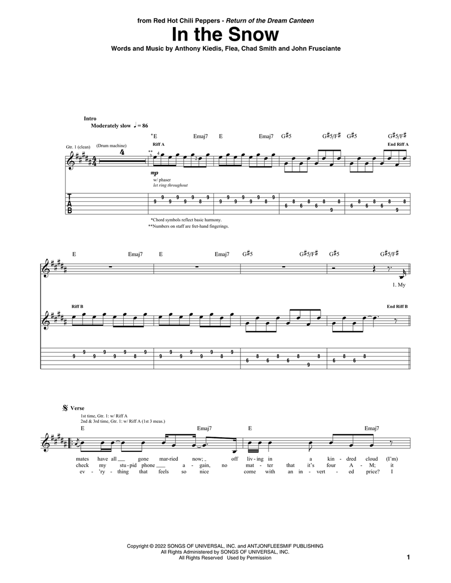 In The Snow Guitar Tablature scores gallery preview page 1
