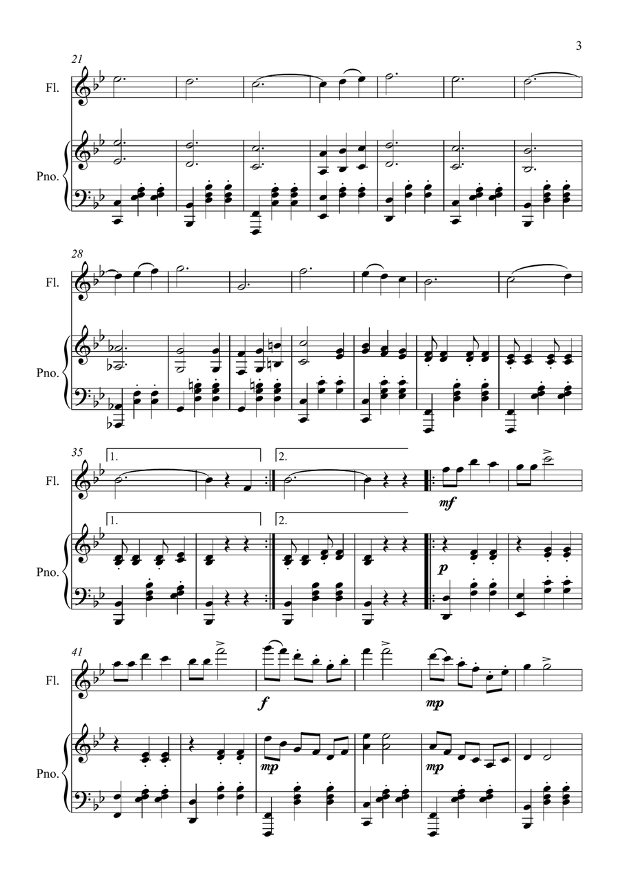Two Gold and Silver Waltzes Flute scores gallery preview page 3