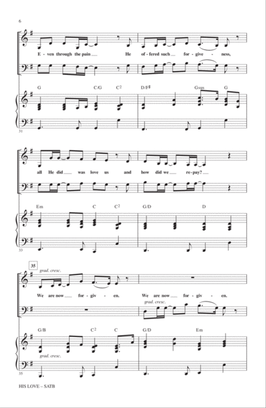 His Love 4-Part scores gallery preview page 5